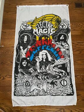 Electric Magic Led Zeppelin Flag 34" x 61" White Color Unbranded Rock Band